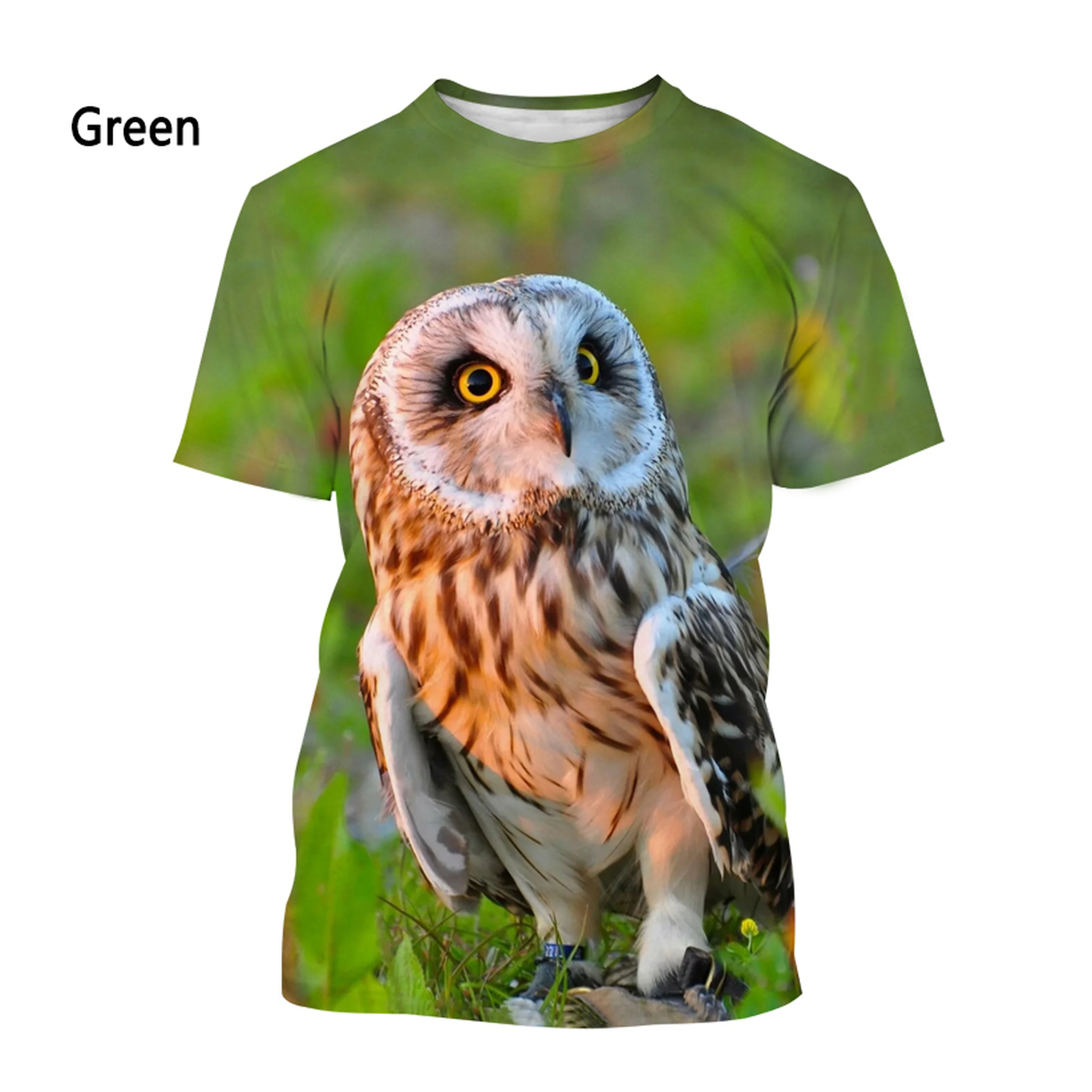 

Men and Women Summer Casual Short-sleeved T-shirt New Fashion Owl 3D Printing Personality