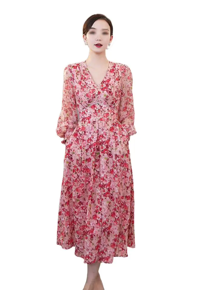 

2023 Women's Clothing Collect waist thin printed dresses 0813