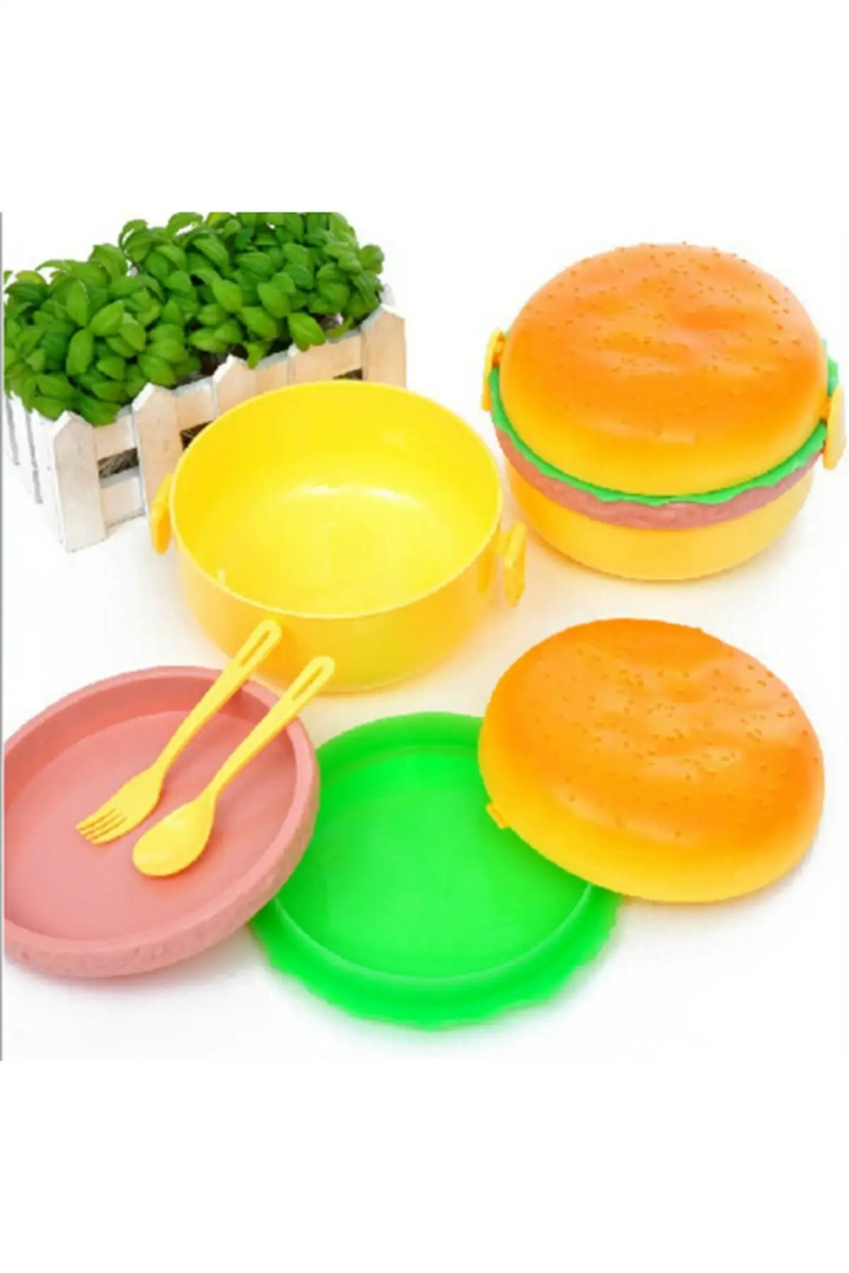 

Пластиковый контейнер с защитой от запаха в форме хамурга, классное питание для школы, милые детские маленькие