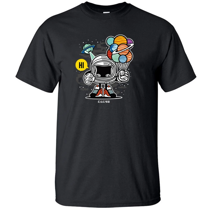 

Astronaut Funny T Shirt For Men Tshirt Cotton Graphic T Shirts T-shirt Camisas Summer Tops Tee Black Short Sleeve