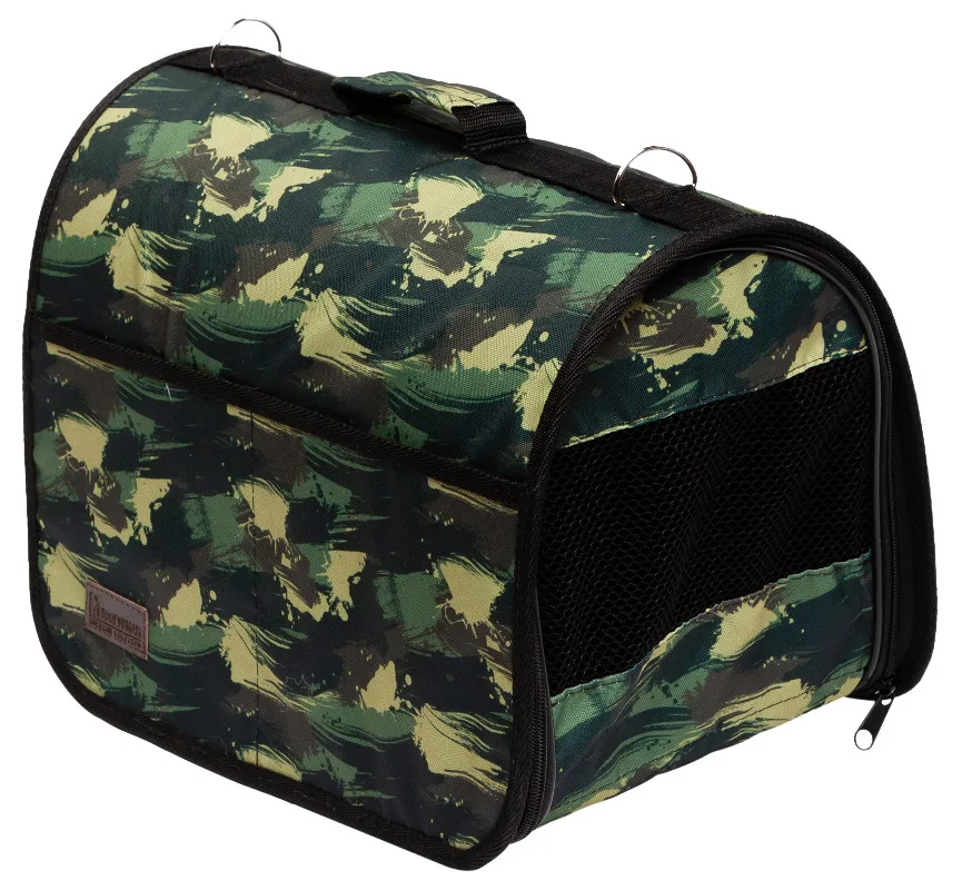 Зоогурман / Переноска для животных Хаки 44 х 25 28 см плотное дно с боковым кармашком