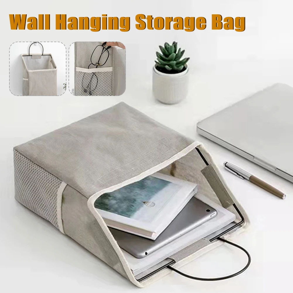 

​Large Capacity Wall Hanging Storage Bag Wall Door Wardrobe Table Top Fabric Cotton Linen Organizer Basket For Books CD Magazin