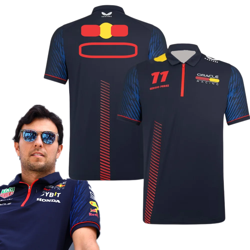 

F1 Oracle Red Color Bull Racing 2023 Sergio Perez Team Polo Formula 1 Racing Suit Men's Shirt Fan Supporter Top MOTO Tees