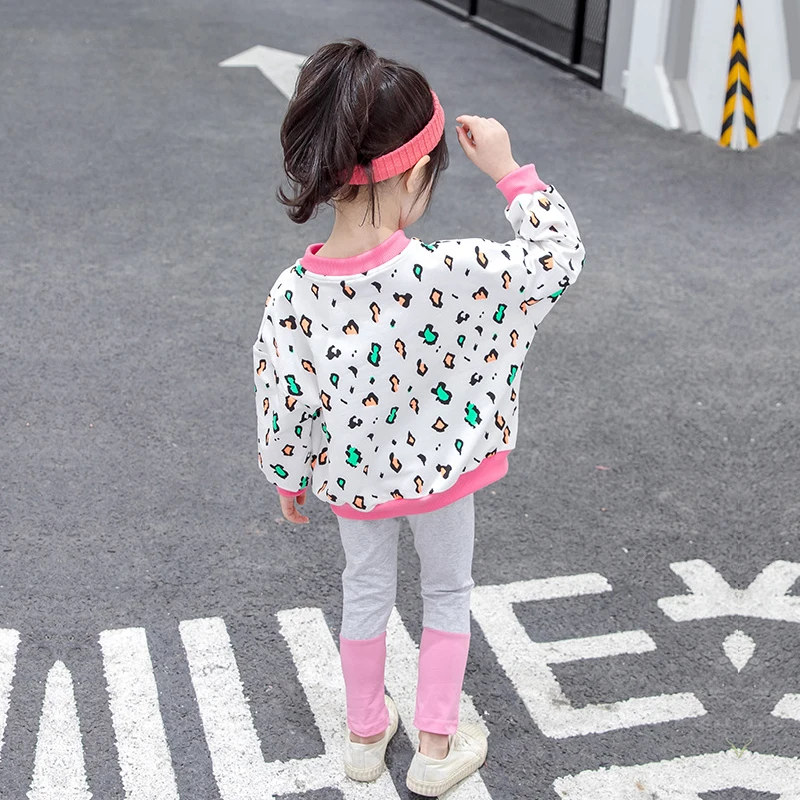 Children's Clothing Girls Clothes Spring Autumn Two-piece Sweet Printed Sports Top coat + Pants 1-5 Years Beibei Fashion garment
