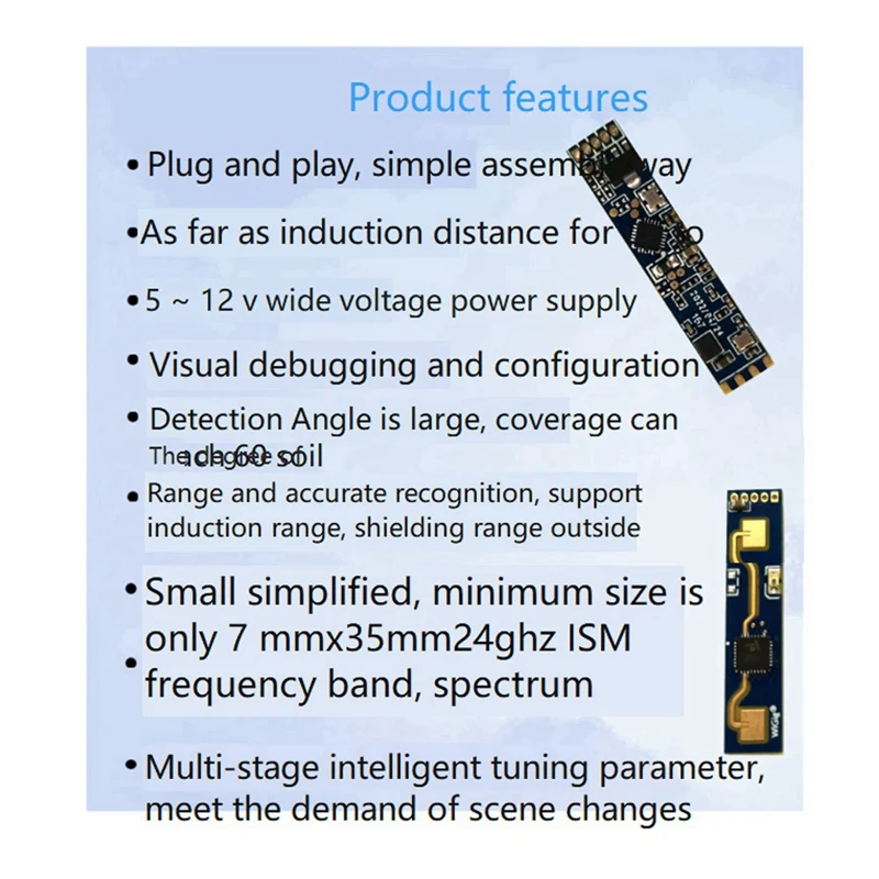 Бесконтактный индукционный смарт-датчик LD2410 для мониторинга дыхания и