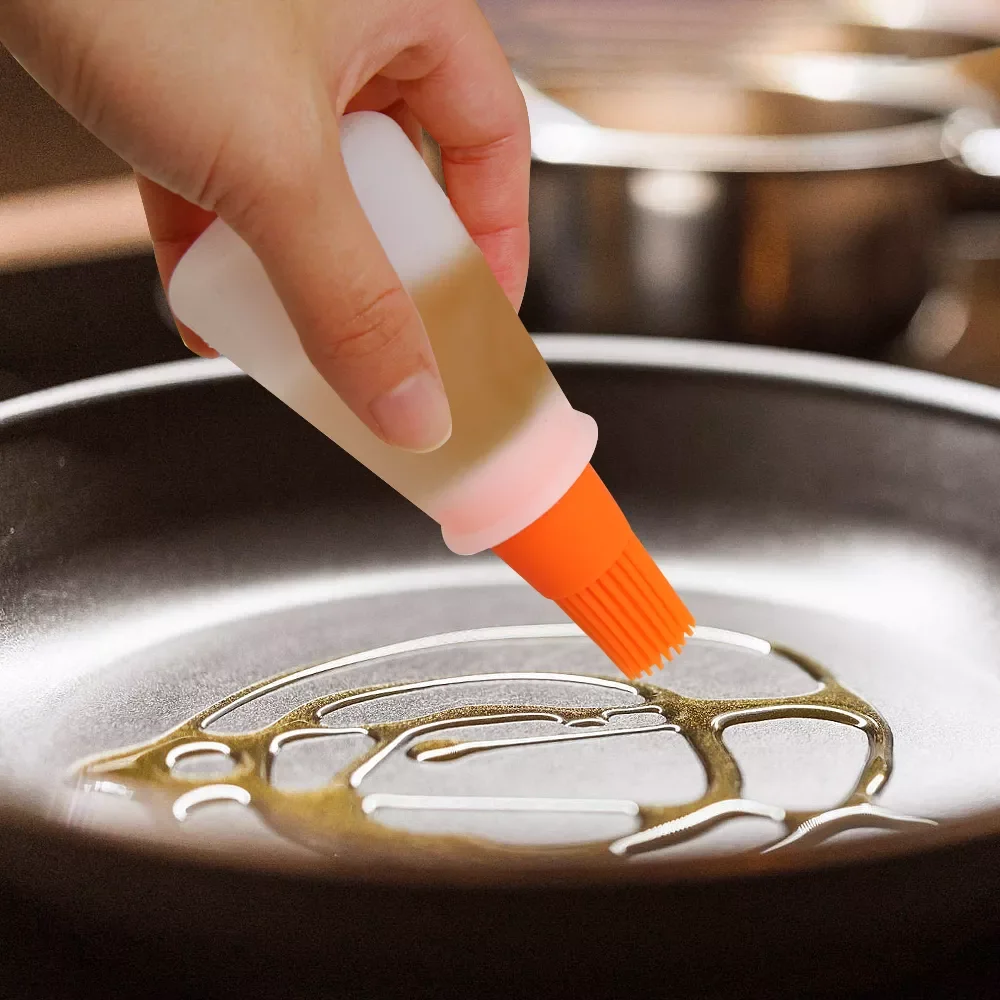 

Baking oil brush Silicone Oil Bottle with Cap Barbecue Brush with Scale Sauce Butter Brush Kitchen cooking accessory