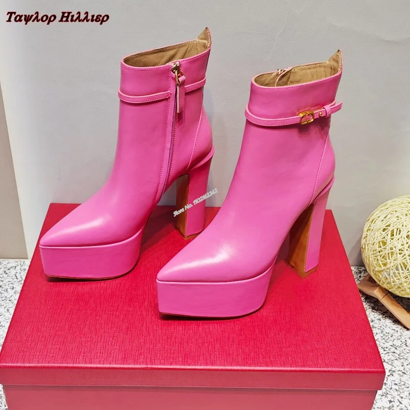 

Новые осенне-зимние короткие ботинки на платформе с острым носком Модные Дизайнерские короткие ботинки на толстом каблуке с боковой молнией для женщин