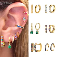 tiande gold plated clip drop hoop earrings for women trend colour zircon womens earrings set 2022 fashion jewelry wholesale