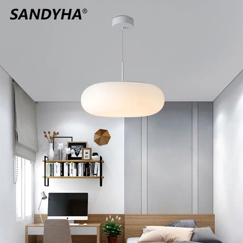 SANDYHA Nordic Cream Style Chandelier New Modern Simple Warm Romantic Led Lamp for Living Room Bedroom Home Decor Pendant Light