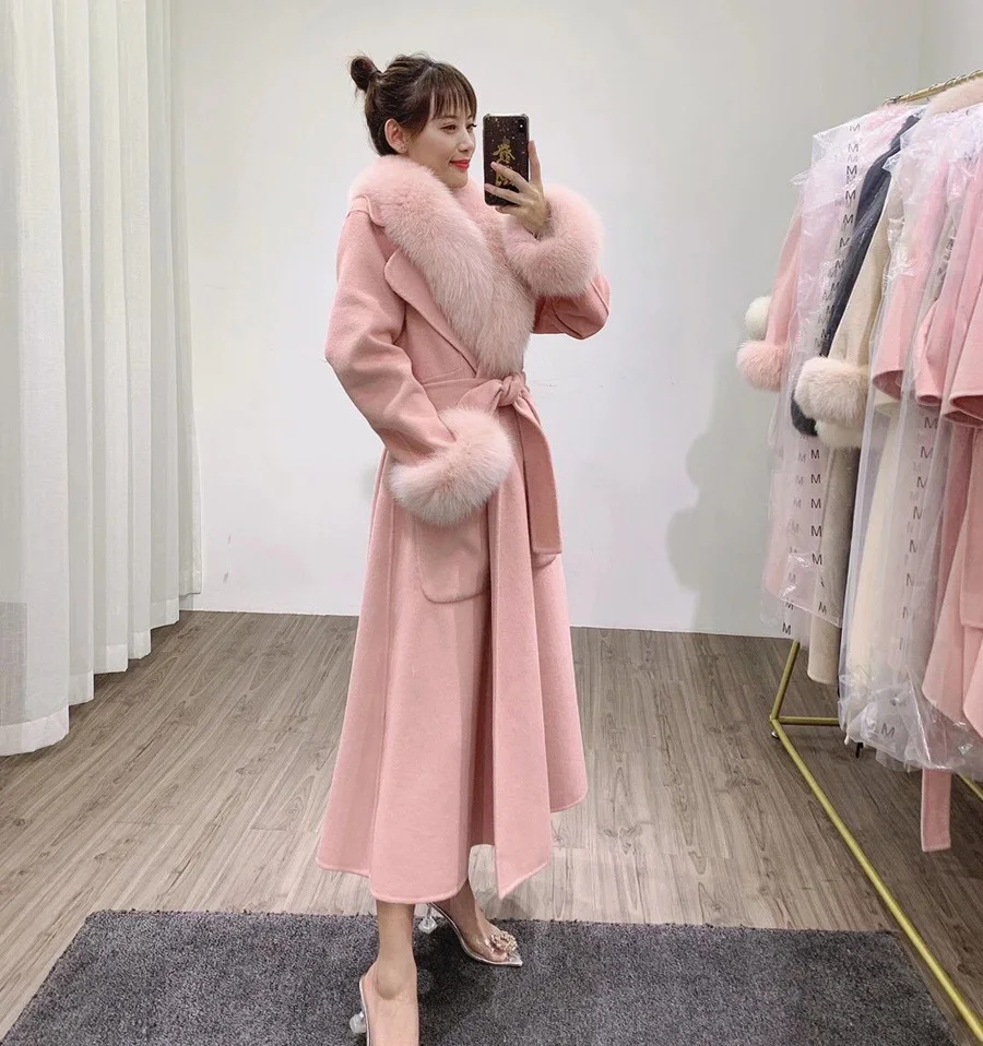 Классический офисный женский шерстяной блендер с манжетами шалевым воротником