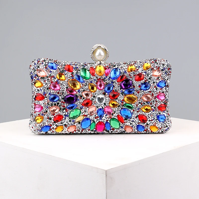 

Candy Mix Color Day Clutch Rhinestones Evening Bags Party Diamonds Shoulder Chain Handbags Purse Acrylic Bags