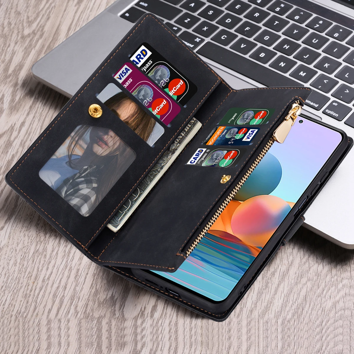flip leather case for xiaomi mi 11 11t pro lite 11i 10t poco x4 x3 f3 m4 m3 gt nfc 5g 9 cards slot zipper wallet phone bag cover free global shipping