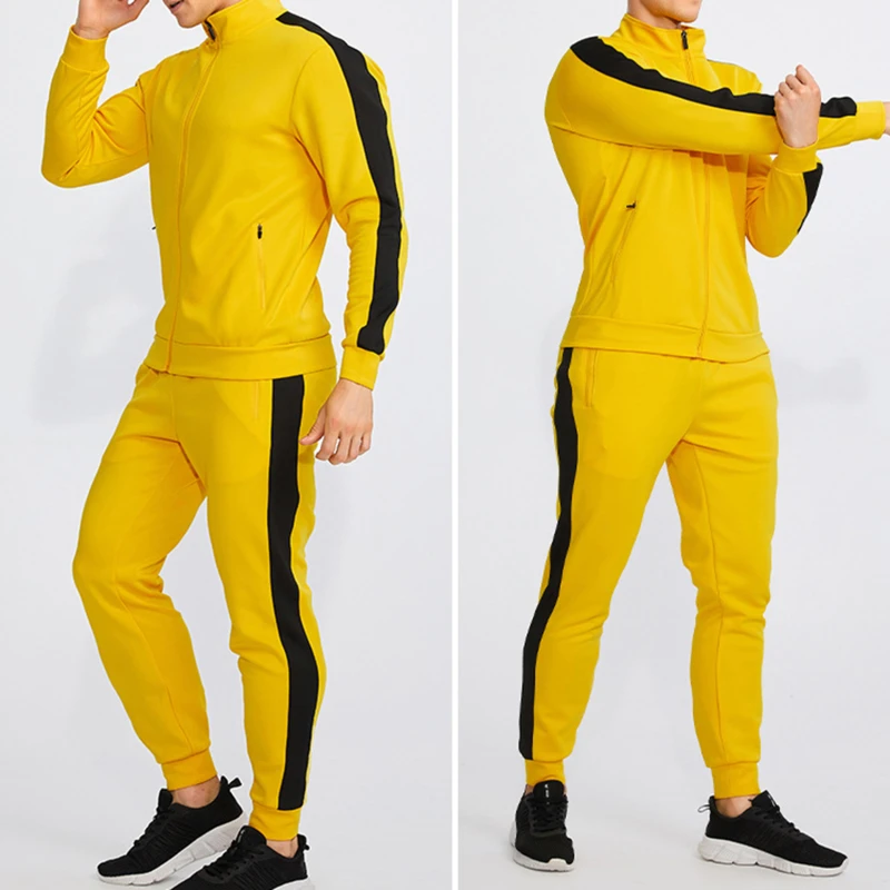 

Men's New Spring Autumn Hoodie 2-piece Set Sports Jacket Suit Fashionable Color Stripe Casual Men's Sports Clothes