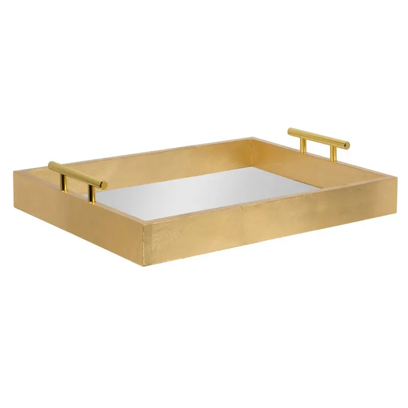 

Lipton Decorative Mirror Tray with Polished Metal Handles, Gold