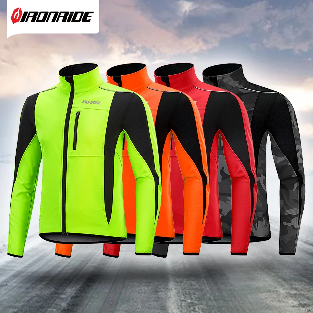 

New Arrival! Ironride Winter Cycling Jacket For Men Women Fleece Thermal Reflective MTB Coat Bike Windproof Jacket Windbreaker