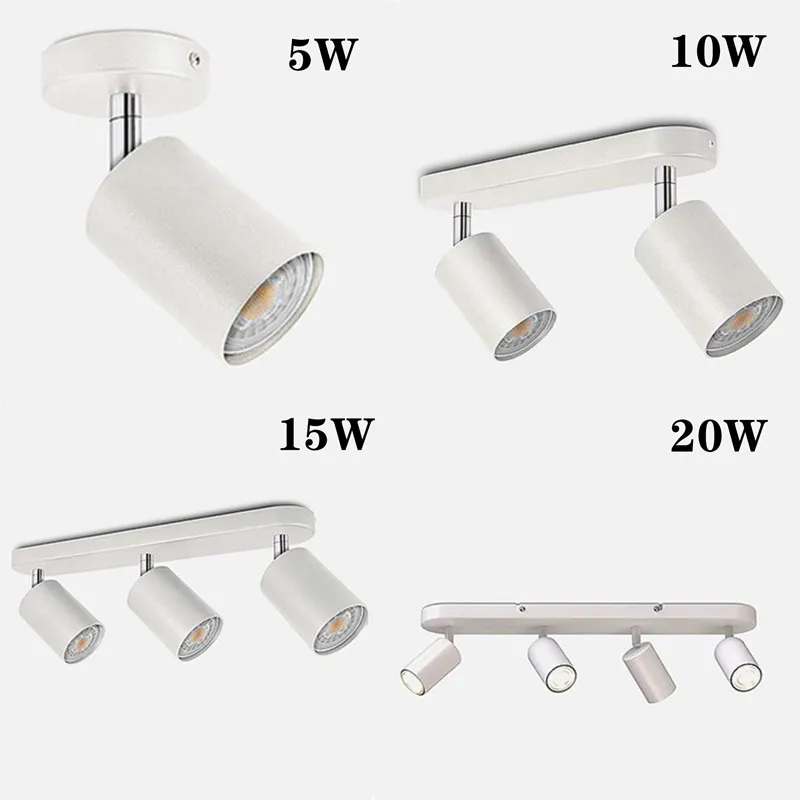 

Светодиодный потолочный светильник с монолитным блоком светодиодов, лампа черного и белого цвета с несколькими головками для домашнего де...