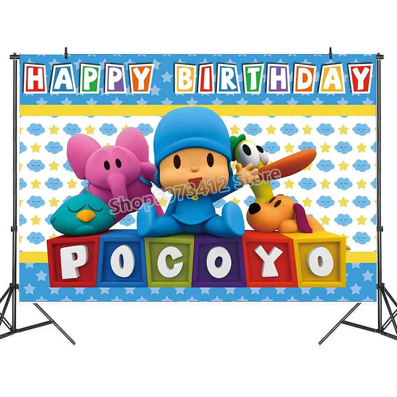 Виниловый фон для фотосъемки с изображением героев мультфильмов аниме Pocoyo