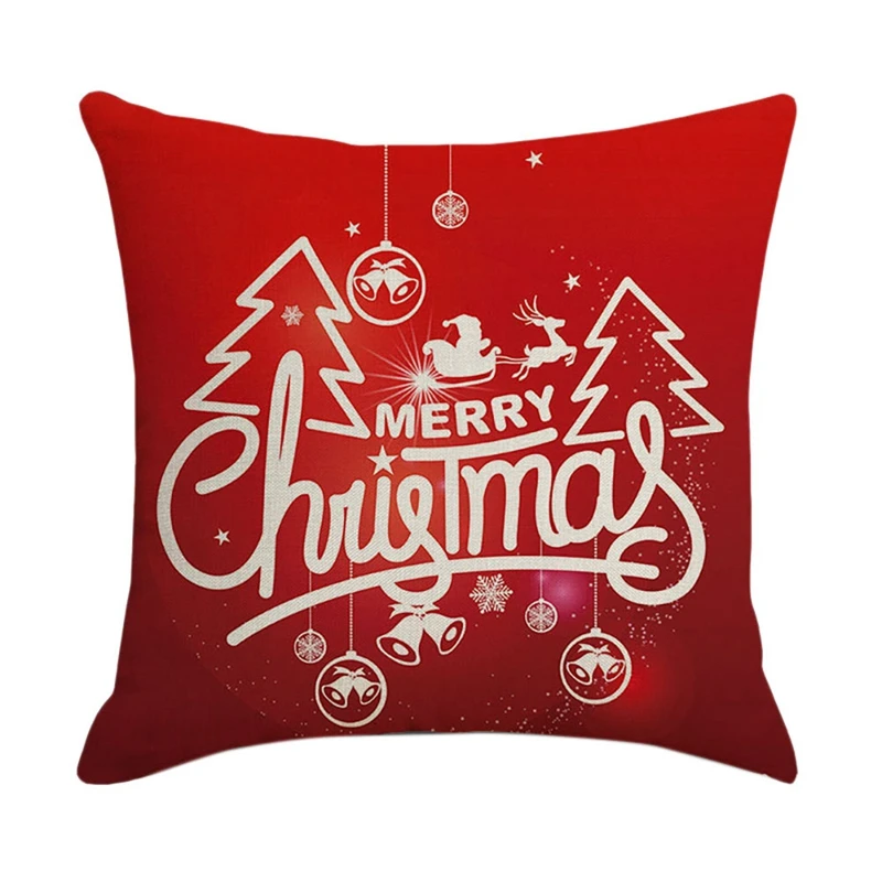 

Christmas Square Pillowcase Home Decor Linen Pillow Cases Cushion Covers For Sofa Car Santa Claus Pattern Gift 45X45cm
