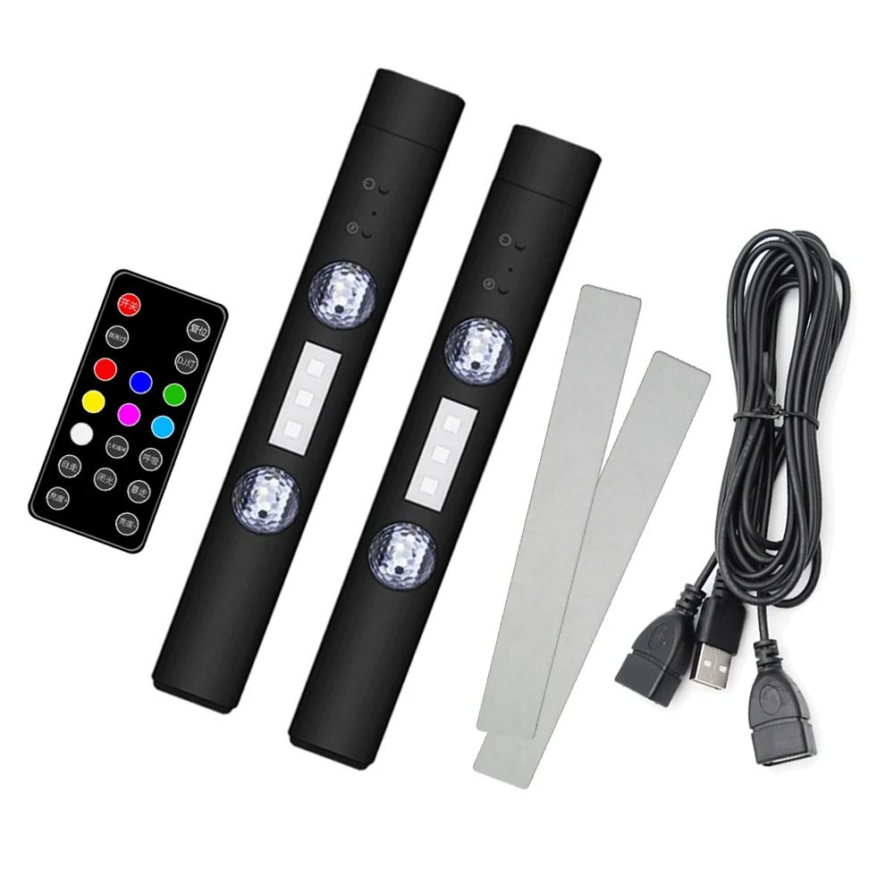 

USB Rechargeable LED Car Atmosphere Lamp Wireless Remote Control RGB Rythm Ambient Light Auto Interior Decoration Light