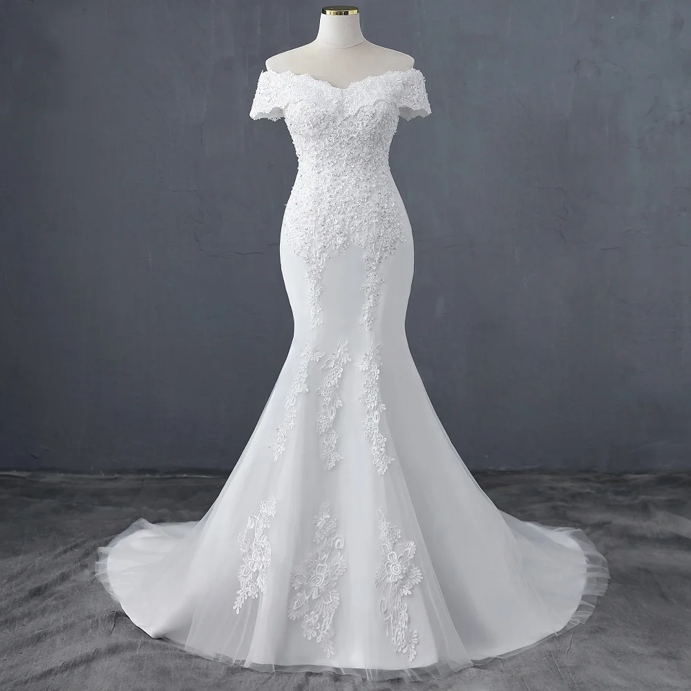 

Simple slim lace mermaid wedding dress ZJJ10002