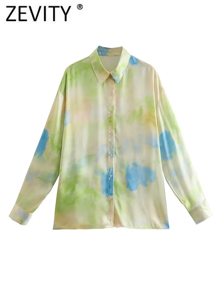 

Женская винтажная блузка Zevity с принтом в виде крашеных галстуков, Повседневная Офисная Женская рубашка с длинным рукавом, шикарная рубашка,...