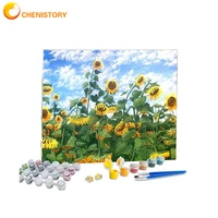 chenistory paint by numbers for adults sunflower diy on canvas painting kits wall art oil painting by number picture for living