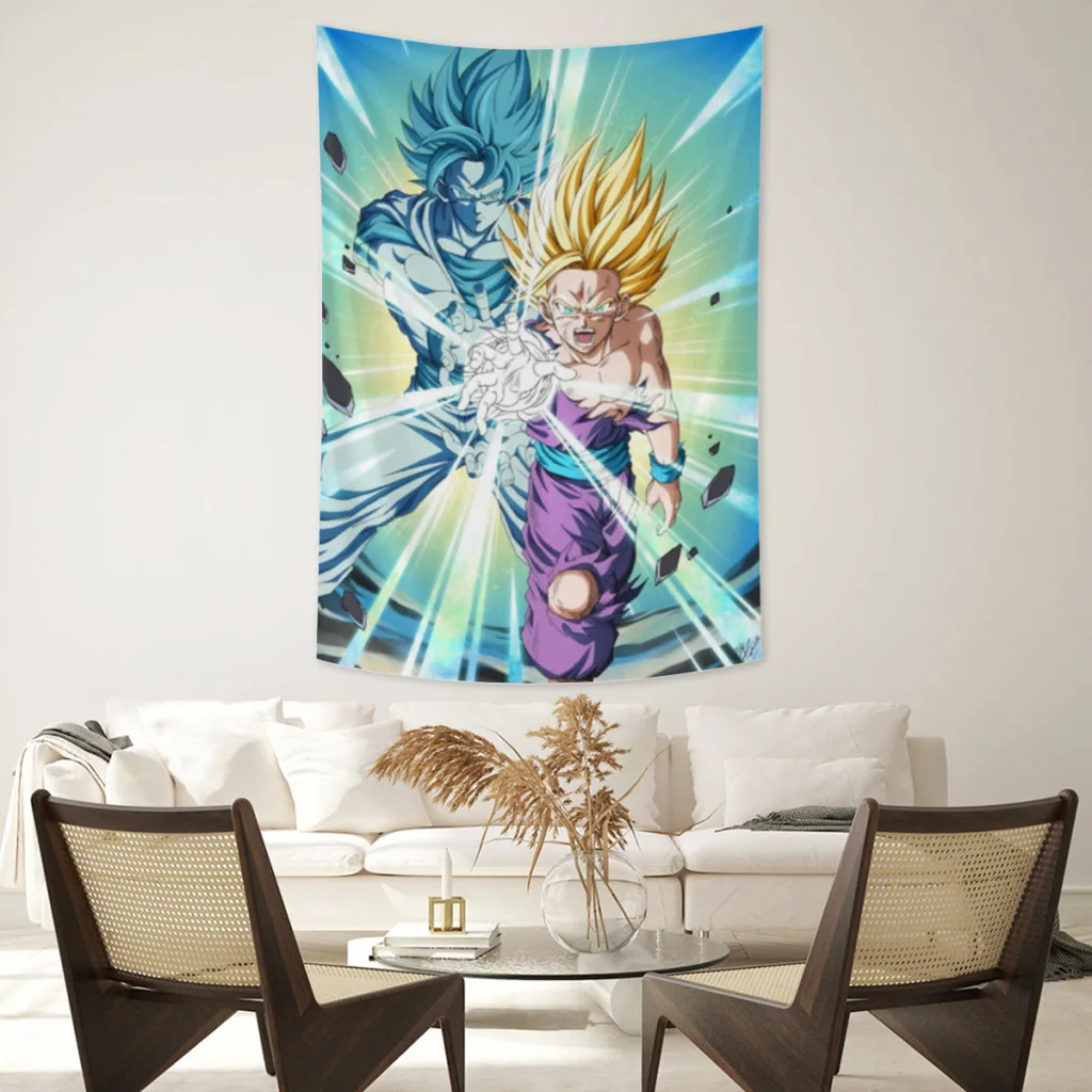 

Son-Goku-Super-Saiyan-Large Printed Wall Tapestry Wall Hanging Bohemian Tapestries Mandala Aesthetic Home Decor