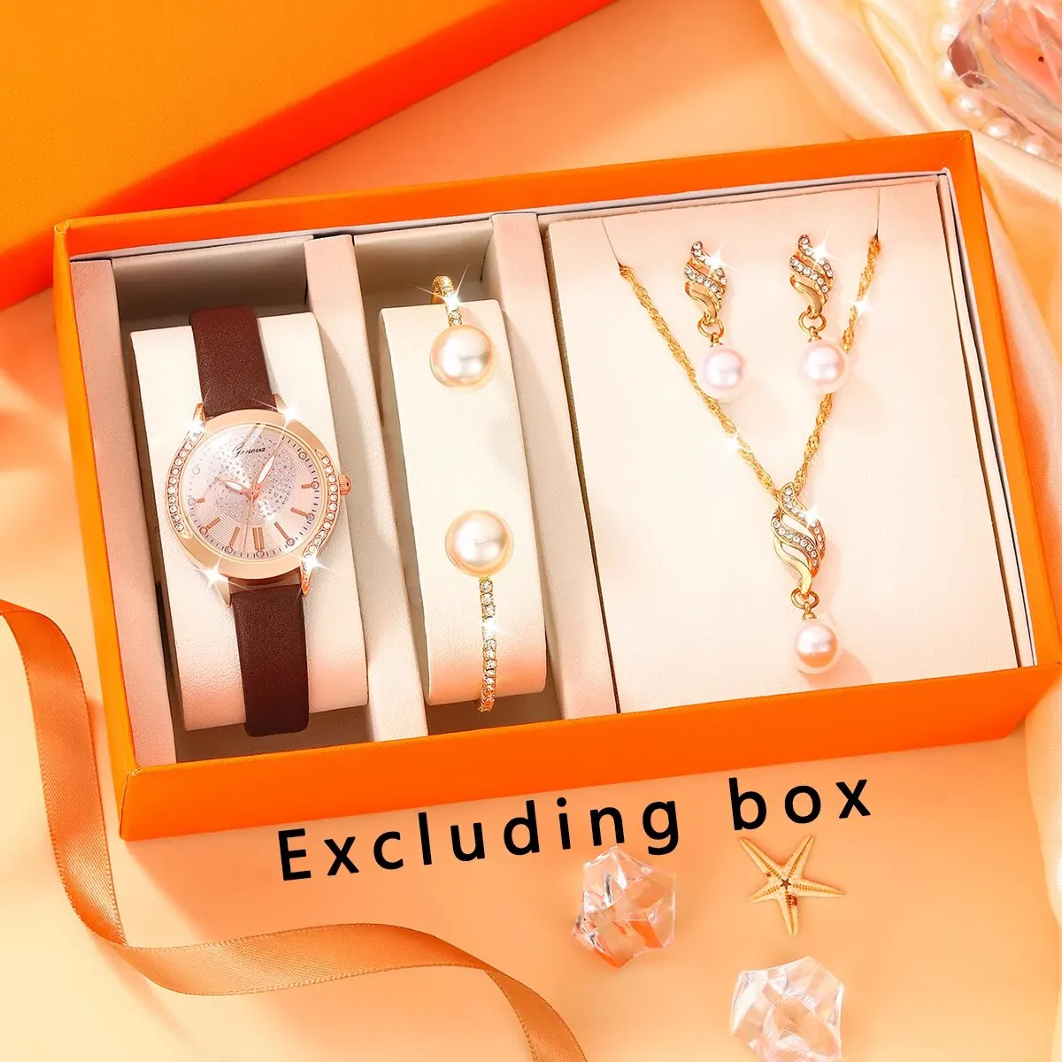 Женские Модные Простые Дизайнерские кварцевые часы со звездой и луной 6 шт.