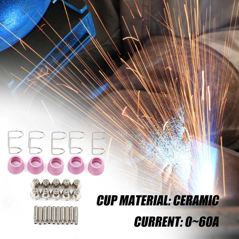 

Профессиональные аксессуары для плазменной резки 30 шт., наборы сменных насадок электроды, направляющее кольцо, экранирующая чашка для CUT60 LGK60