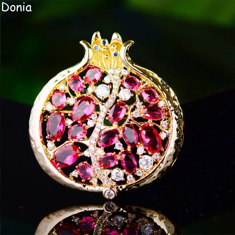 

Donia Jewelry Fashion Copper Micro Inlay AAA Zircon Pomegranate Brooch Blazer Accessories Scarf Bag Dress Luxury Pin