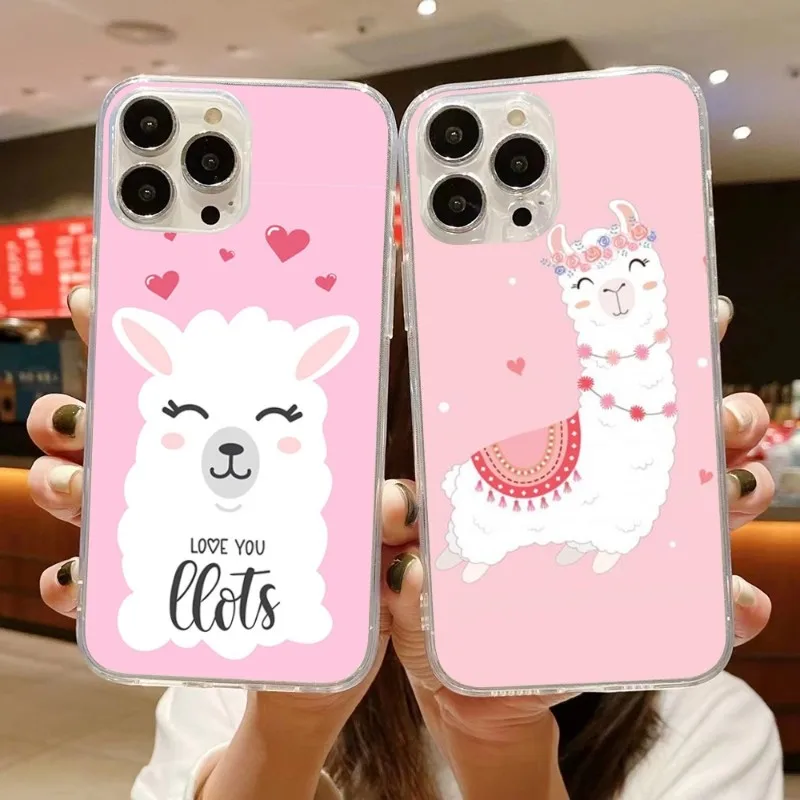 

Милый чехол для телефона с альпакой для IPhone 14 13 12 11 XS X 8 7 6 Plus Mini Pro Max SE 2022, мягкий прозрачный чехол для телефона