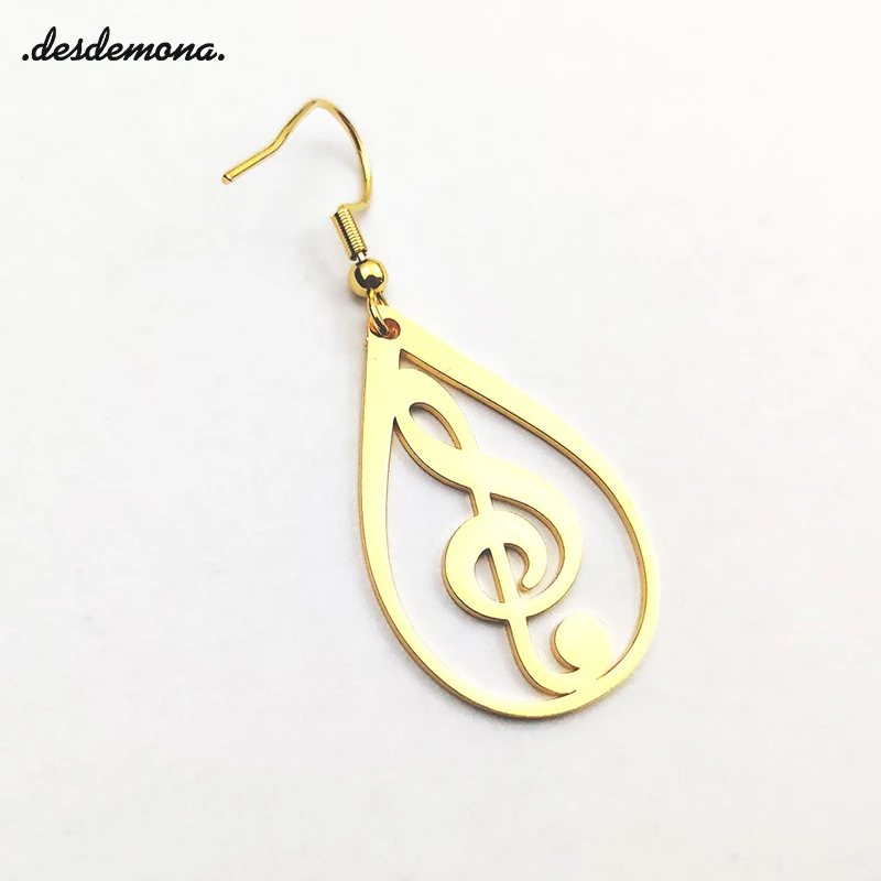 

Music in Drop Women Earring Jewelry Delicate Vintage Stainless Steel Hanging Music Note Dangle Drop Earring Party Gift New