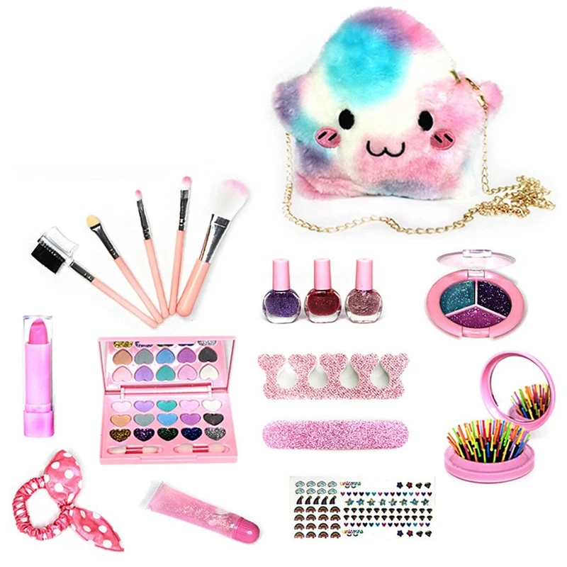 

Kids Makeup Toy Set Cosmetic Beauty Set With Cosmetic Bag For Little Girls Princess Birthday Present Gift Fashion Toys