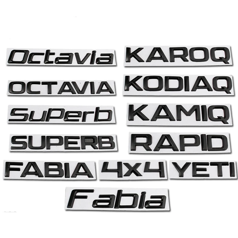 

Металлические наклейки на багажник автомобиля с буквами и логотипом, замена знака, эмблема, наклейки для Skoda Octavia SUPERB FABIA KAMIQ KAROQ KODIAQ RAPID Yeti 4X4