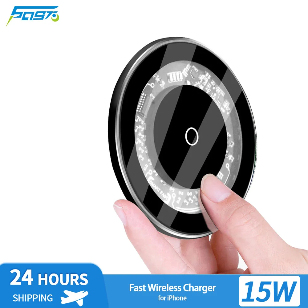 

15W Fast Wireless Charger Pad Type C Breath Light Dosk Stand Transparent Quick Changing Mount For iPhone 8/11/12/13/14 Pro Max