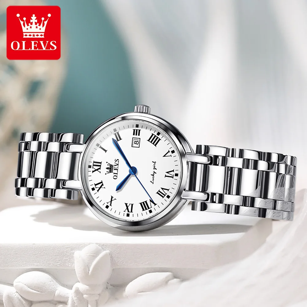 OLEVS 2023 New Silver Watch Women Watches Ladies Creative Steel Women's Bracelet Watch Female Waterproof Clock Relogio Feminino