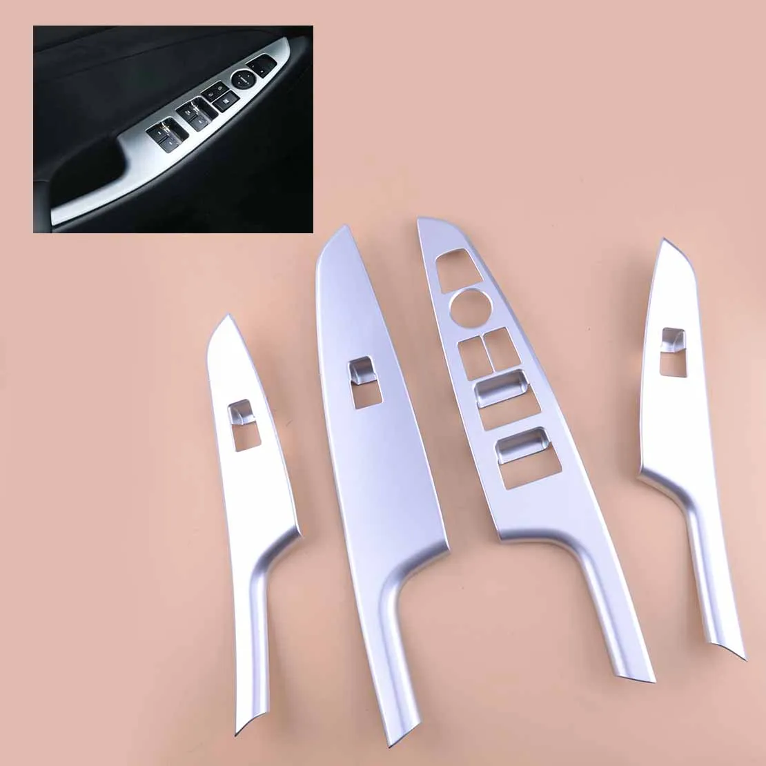 

4Pcs Silver Car Door Window Switch Panel Cover Trim Frame Fit For Hyundai Tucson 2016 2017 2018 2019 2020 Left Hand Drive