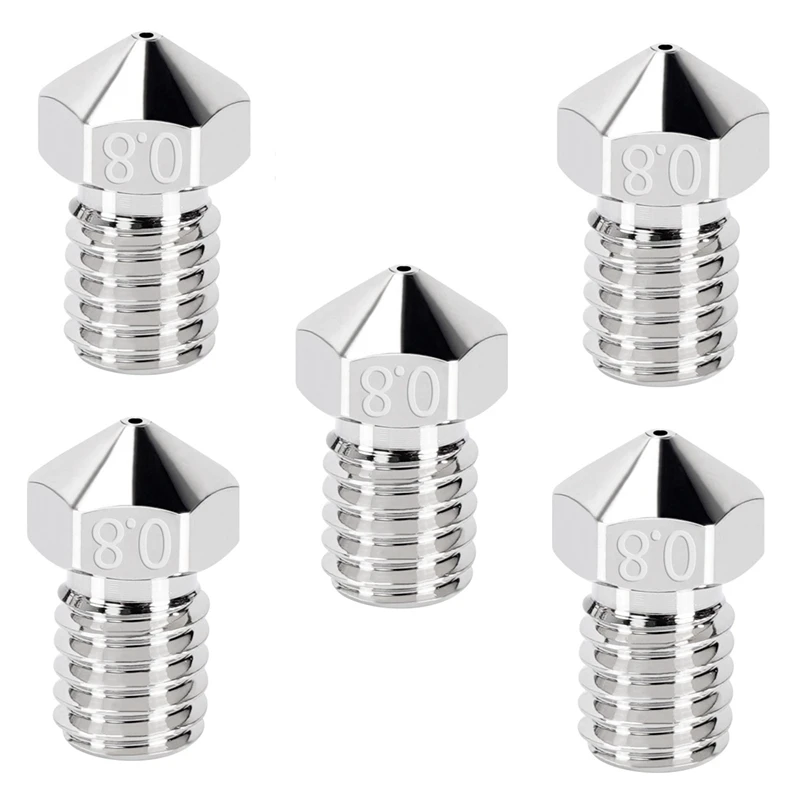 5PCS For 3D Printer High Temperature M6 Thread Nickel Plated Copper Nozzle,For E3D V5/V6,Ender 3/5 CR-10 Makerbot images - 6