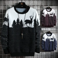 christmas elk sweater 2021 new mens fahion autumn brand casual winter clothing men loose sweaters warm thick pullover tops new
