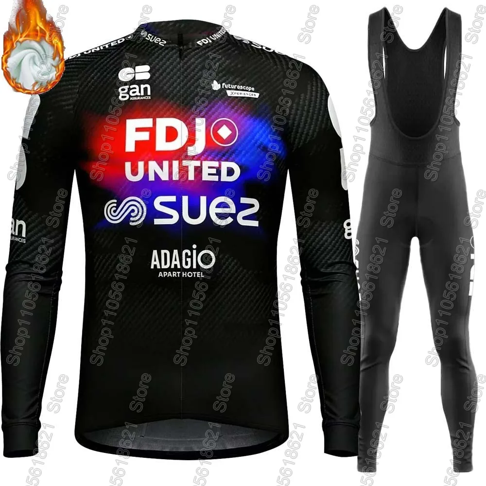 Фото Велосипедная форма FDJ United SUEZ 2026, комплект 2026, Франция, костюм с длинным рукавом, штаны для горного и шоссейного велосипеда, велоодежда. №4
