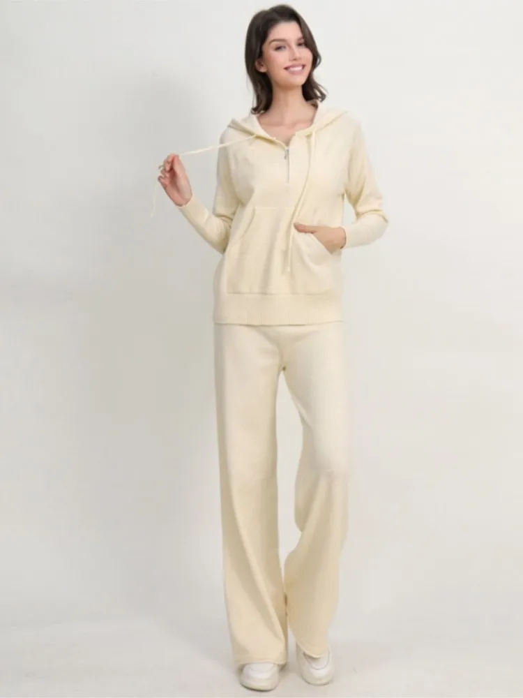 Вязаный осенний комплект из двух предметов женские повседневные модные