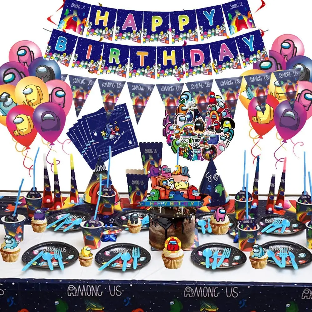 

Kids Disposable Game Among Birthday Party Supplies Paper Cup Plates Napkins Tableware Baby Shower Party Decorations Supplies