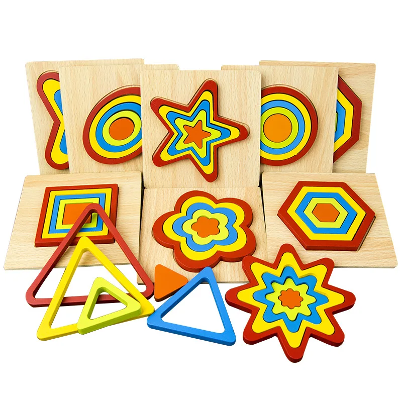 

Shape Cognition Board Children's Jigsaw Puzzle Wooden Toys Kids Educational Toy Baby Montessori Learning Match Bricks Toys Gift
