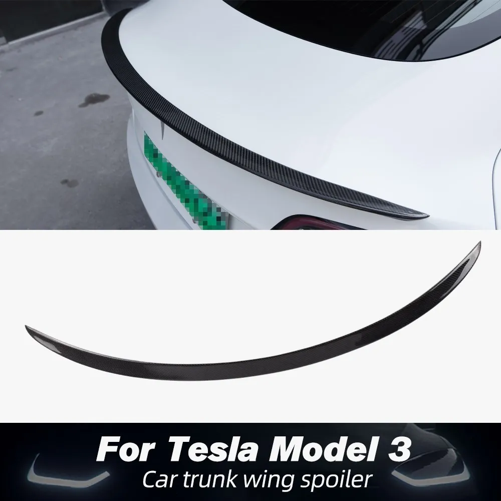

Car Trunk Wing Spoiler Tesla Model 3 Y High Performance Real Carbon Fiber Three Auto Exterior Decorative Parts Accessories 2022