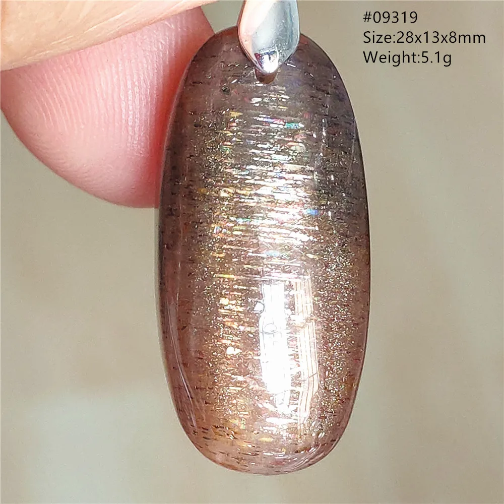 Подвеска из натурального черного лунного камня оранжевого цвета женская