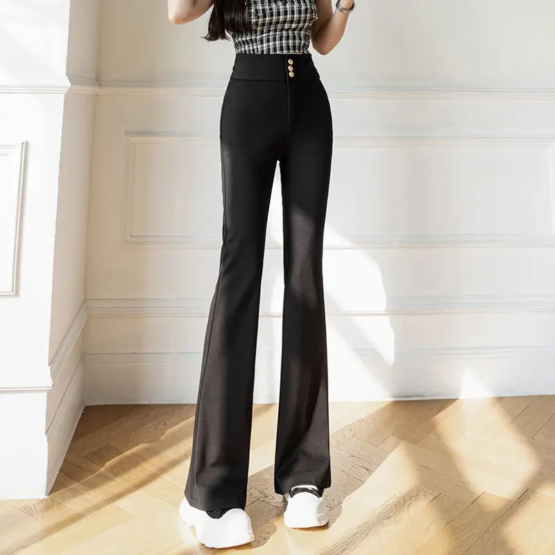 

2022 Women High Waist Flare Pants Straight Long Trousers Office Lady Elegant Work Wear Suit Pants Stretch Casual Pants L46