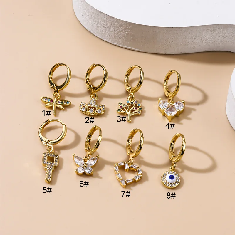 

Серьги-подвески женские из нержавеющей стали, классические корейские Украшения для Пирсинга Хряща, бабочки, сердца, сглаза, корейский стиль, подарочные аксессуары, 1 шт.