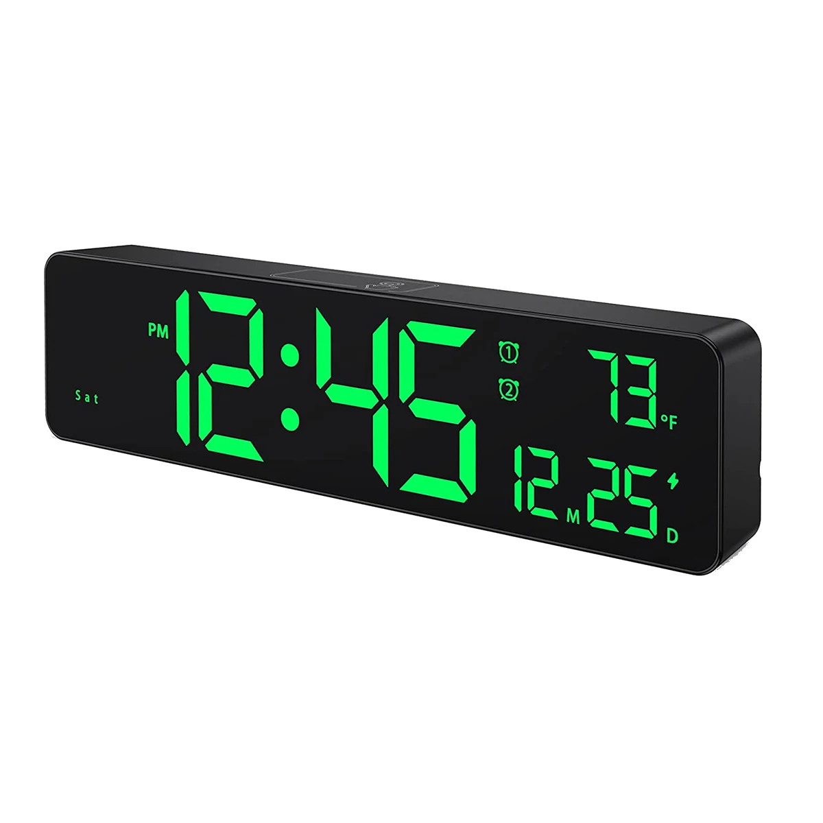 Led Large Digits Display Dual Alarm Clock Auto-dimming 12/24hr Formatsilent Wall Clock For Room Green