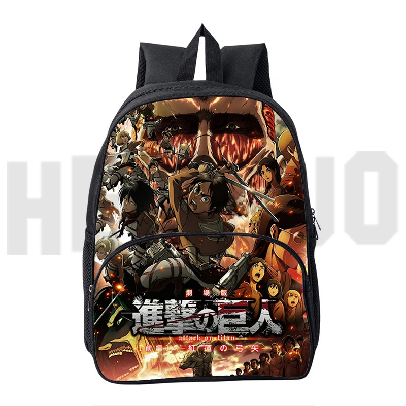 

Cute 3D Attack on Titan Season 4 Backpacks 12/16 Inch Cartoon Kindergarten Kids School Bags Men Canvas Travel Sport Japanese Bag