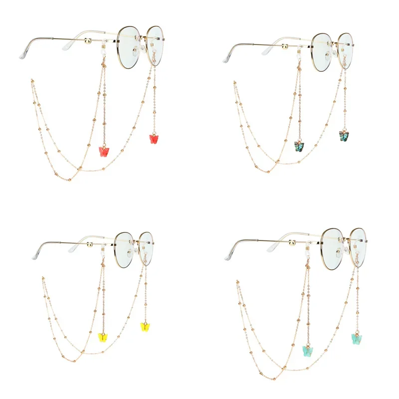 Новинка милая бабочка искусственная цепь винтажные очки солнцезащитные